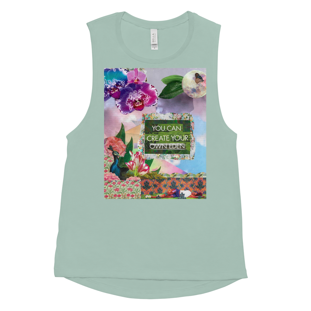 maillot.co | Collage Muscle Tank Top - Eden Aqua Green | Front view flat