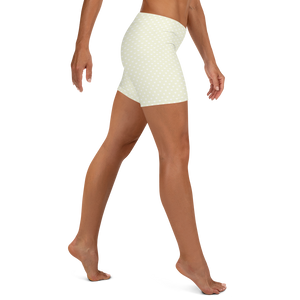 Polka Dot Heart Print Biker Shorts - Neutral/White | side view on model