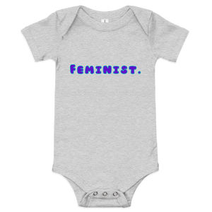 Open image in slideshow, Feminist Baby &amp; Toddler Onesie - Light Grey/Blue
