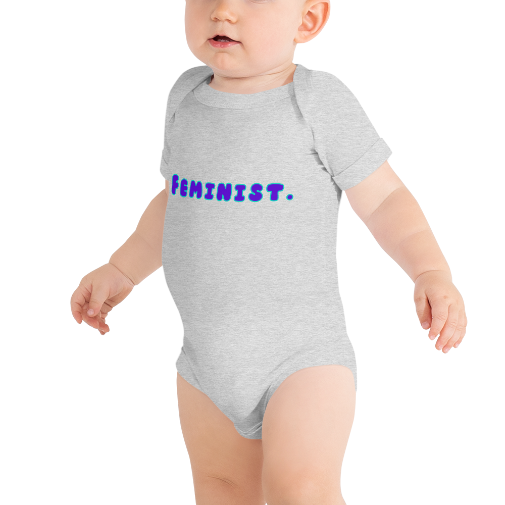 Feminist Baby & Toddler Onesie - Light Grey/Blue