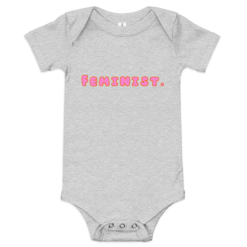 maillot.co | Feminist Baby & Toddler Onesie - Light Grey/Pink