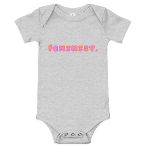 Open image in slideshow, maillot.co | Feminist Baby &amp; Toddler Onesie - Light Grey/Pink
