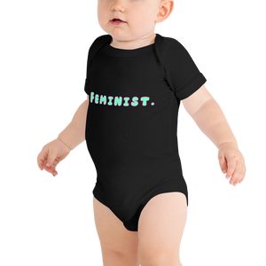 maillot.co | Feminist Baby & Toddler Onesie - Black on model standing