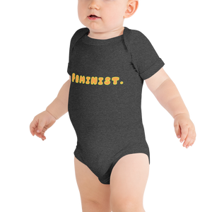 maillot.co | Feminist Baby & Toddler Onesie - Dark Grey on model standing