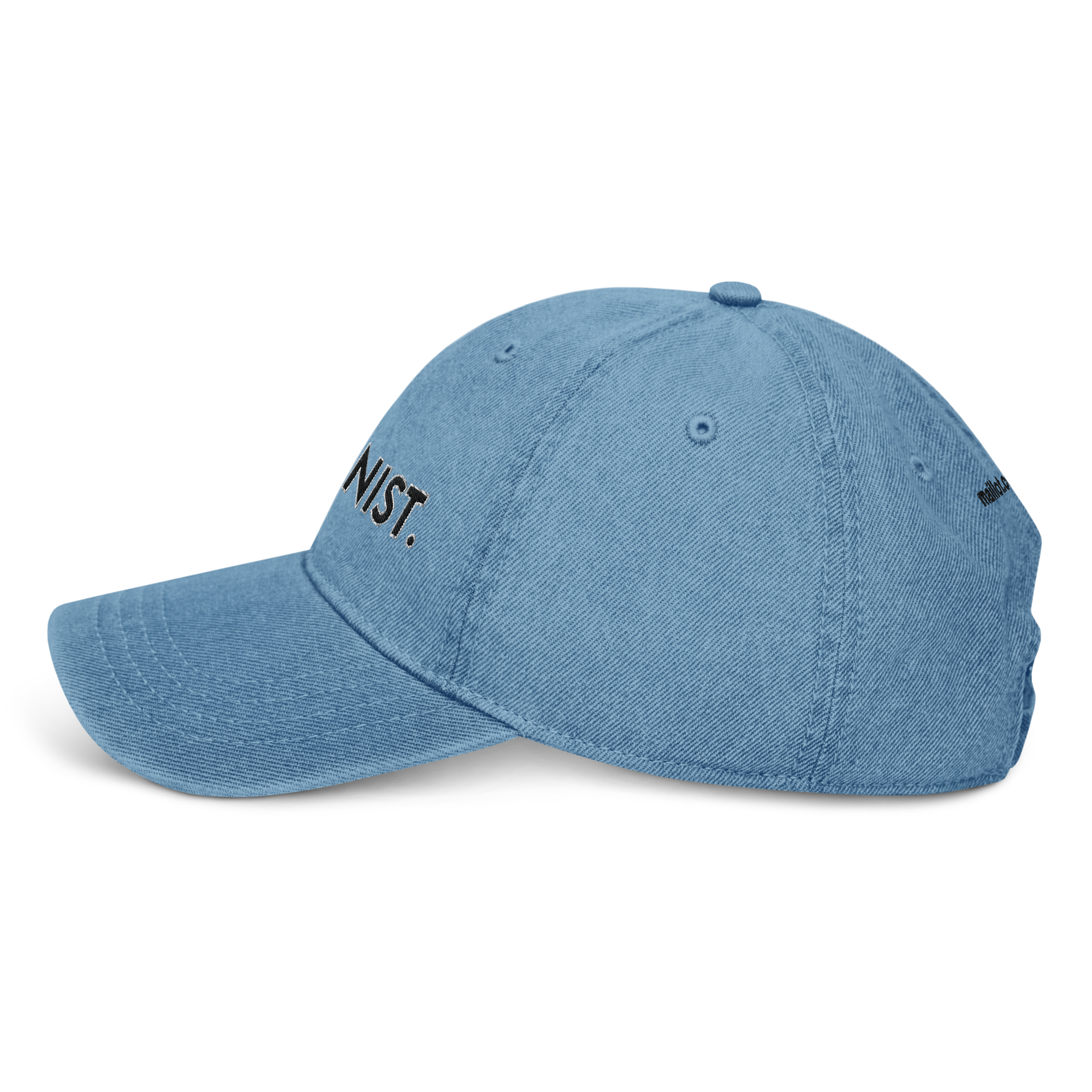 Feminist Embroidered Denim Baseball Cap - Medium Blue
