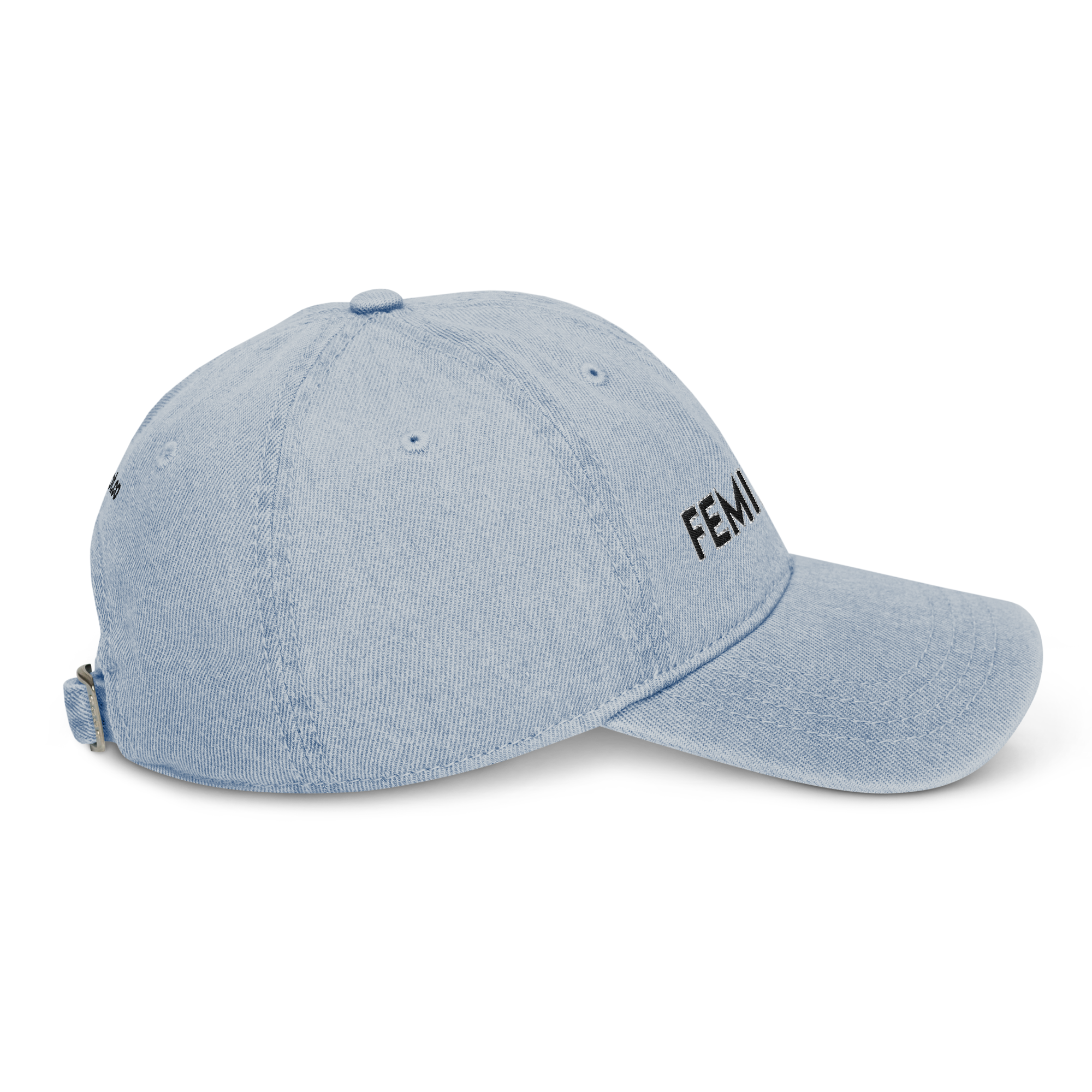 Feminist Embroidered Denim Baseball Cap - Light Blue