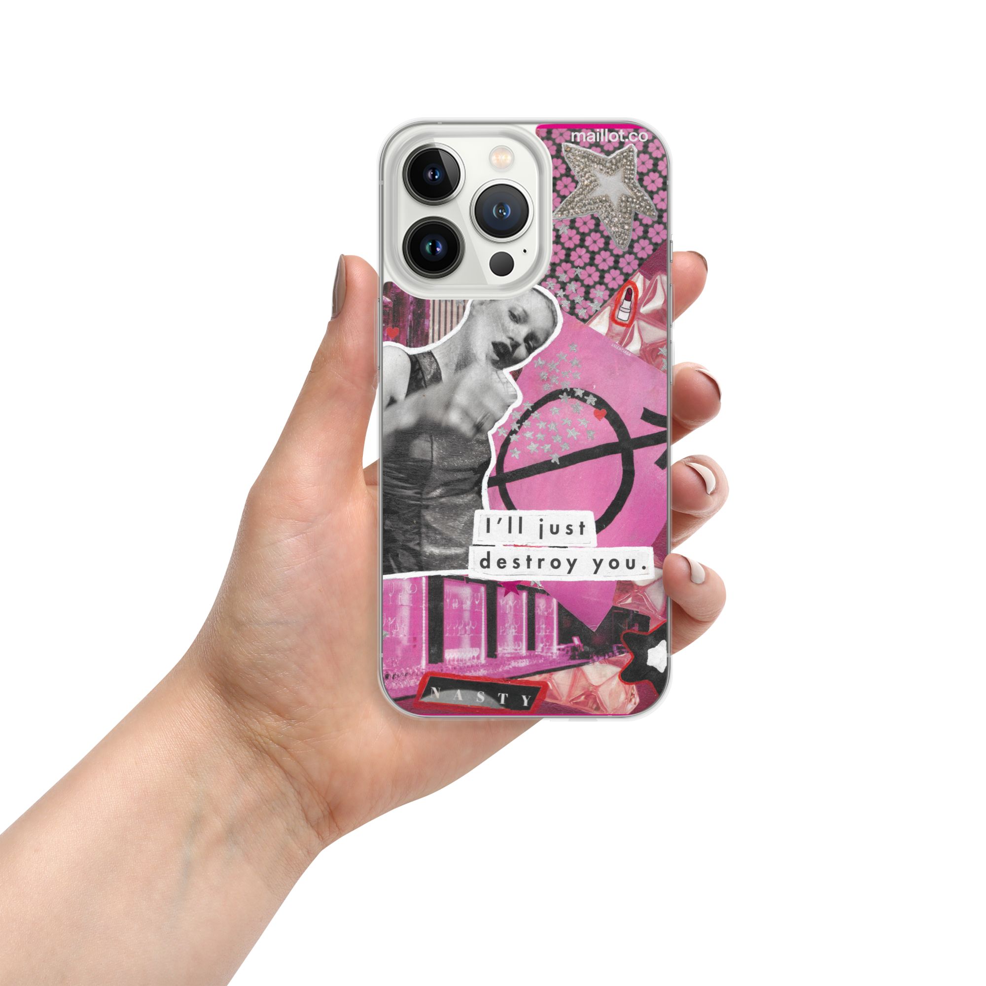 maillot.co | Collage iPhone® Case - Pink/Black in hand