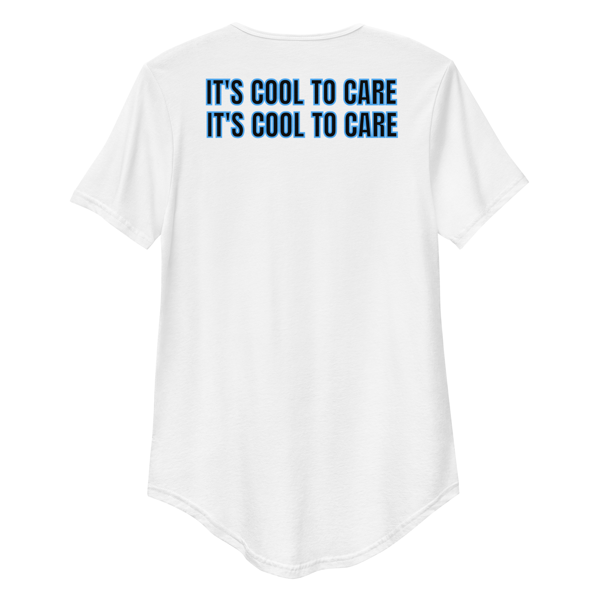 It's Cool To Care Round Hem T-Shirt - White/Sky Blue