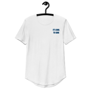 It's Cool To Care Round Hem T-Shirt - White/Sky Blue