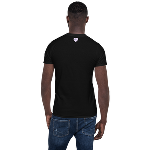 maillot.co | Believe Women Crew Neck Tee - Black | short-sleeve black t-shirt | back view on male model with maillot.co logo at top center