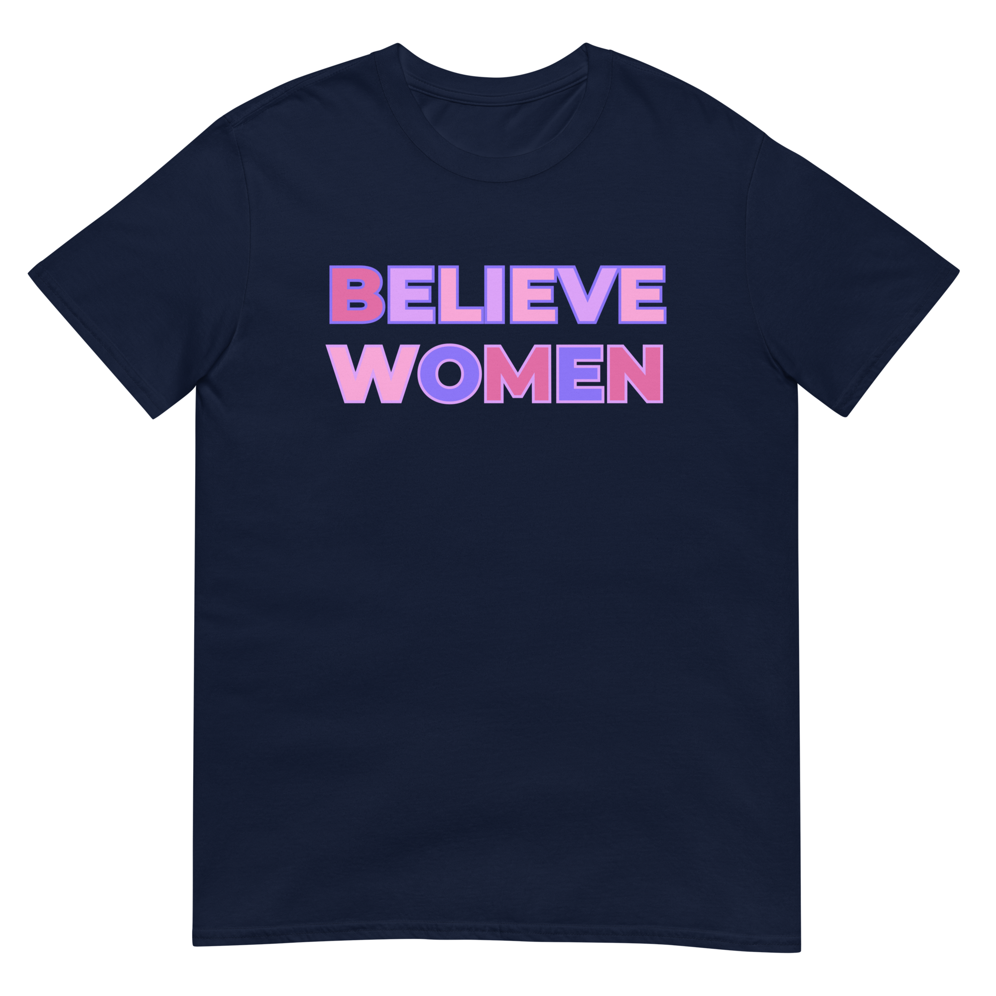 Believe Women Crew Neck Tee - Navy/Pink