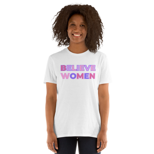 Believe Women Crew Neck Tee - White/Pink