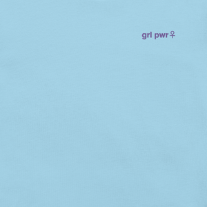 Girl Power Embroidered Tee - Baby Blue