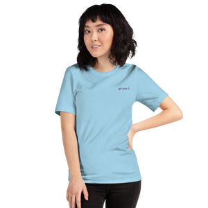 Girl Power Embroidered Tee - Baby Blue