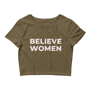 Open image in slideshow, Believe Women Cropped Baby Tee - Olive Green
