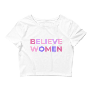 Open image in slideshow, Believe Women Cropped Baby Tee - White
