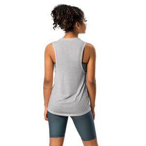 maillot.co | Collage Muscle Tank Top - Bold Heather | back view racerback on fitness model
