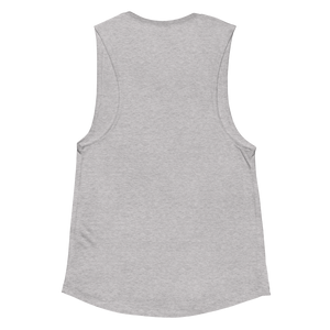maillot.co | Collage Muscle Tank Top - Bold Heather | back view light grey racerback tank top