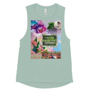 Open image in slideshow, maillot.co | Collage Muscle Tank Top - Eden Aqua Green | Front view flat
