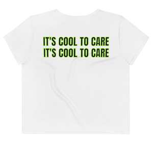 maillot.co | It's Cool To Care Cropped Tee - White/Lime Green