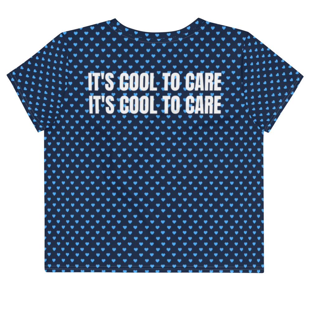 maillot.co | It's Cool To Care Polka Dot Heart Print Cropped Tee - Navy/Sky Blue