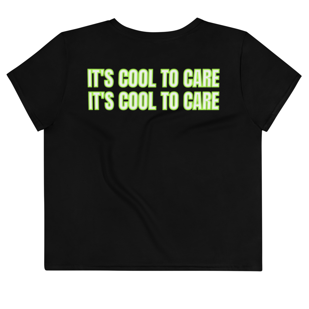 maillot.co | It's Cool To Care Cropped Tee - Black/Lime Green