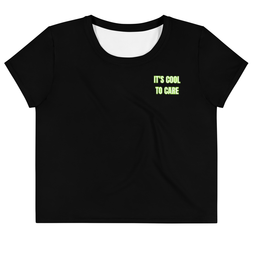 maillot.co | It's Cool To Care Cropped Tee - Black/Lime Green