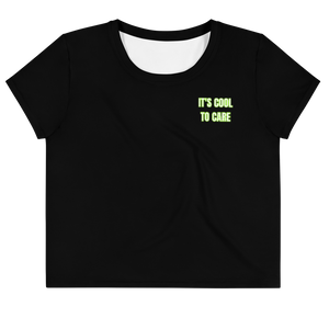Open image in slideshow, maillot.co | It&#39;s Cool To Care Cropped Tee - Black/Lime Green
