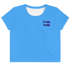 Open image in slideshow, maillot.co | It&#39;s Cool To Care Cropped Tee - Sky Blue/Purple
