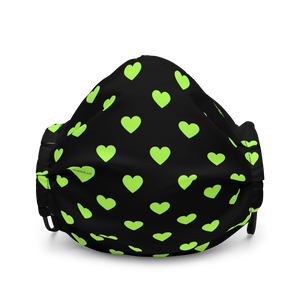 maillot.co | Polka Dot Heart Print Face Mask - Black/Lime Green
