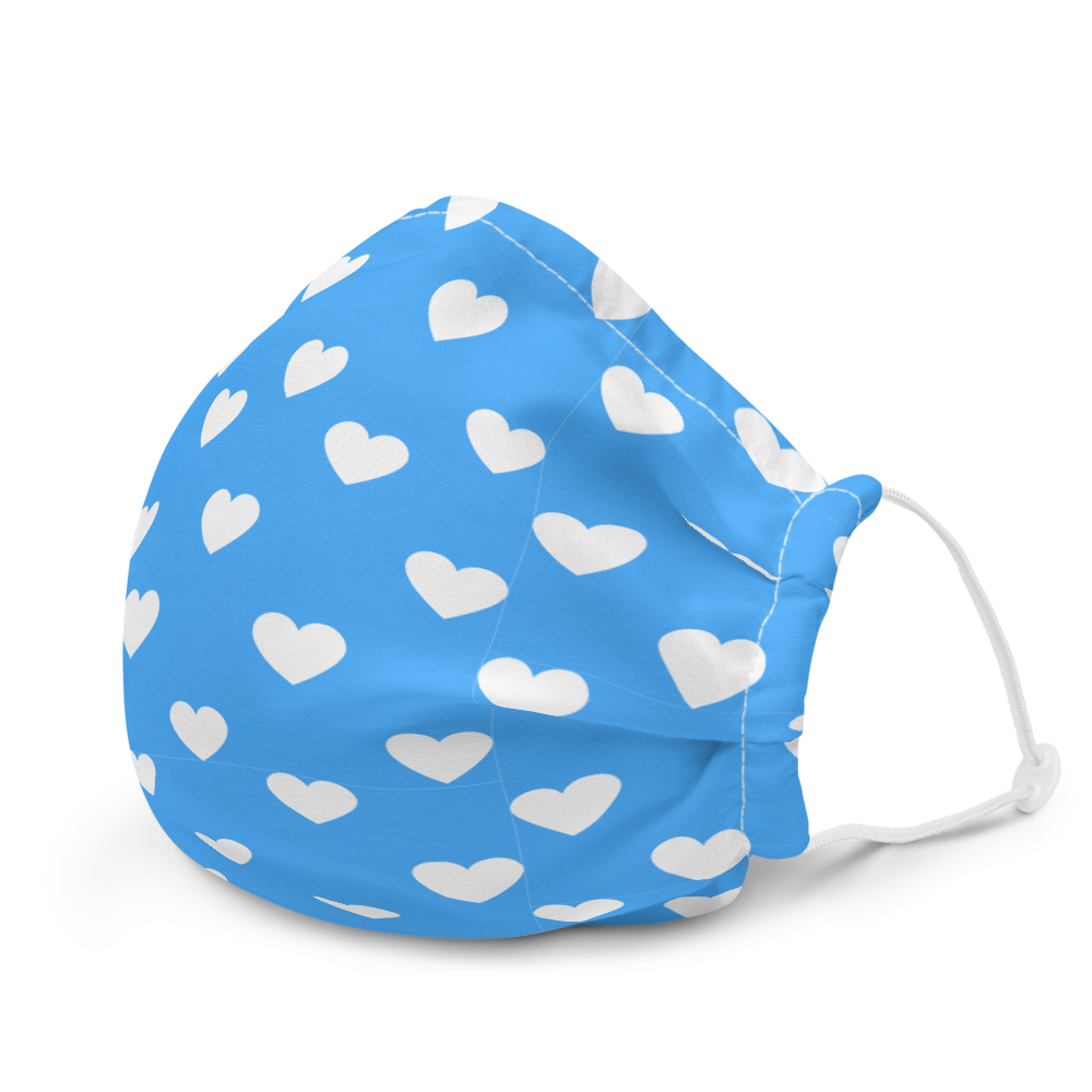 maillot.co | Polka Dot Heart Print Face Mask - Sky Blue/White