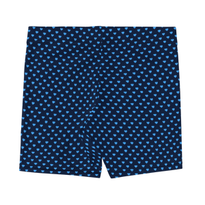 maillot.co | Polka Dot Heart Print Biker Shorts - Navy/Sky Blue