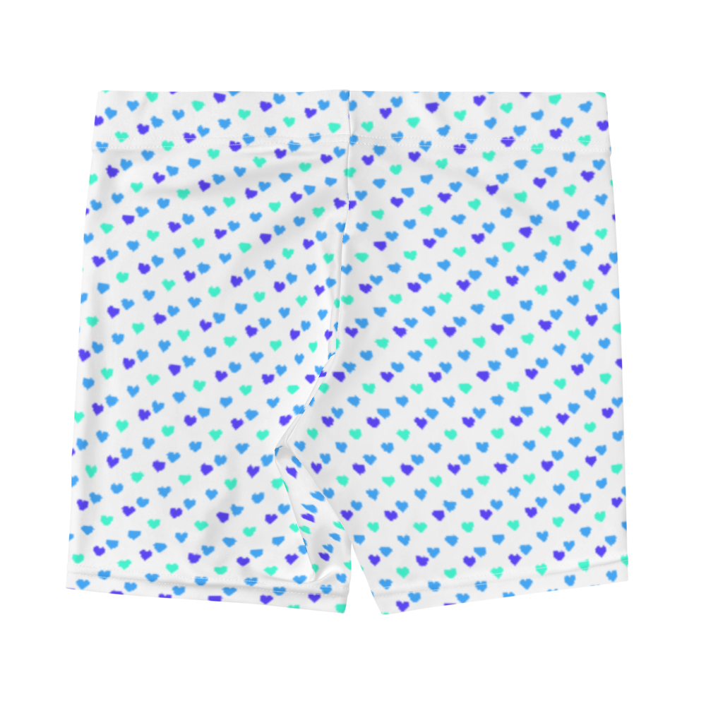 maillot.co | Polka Dot Heart Print Biker Shorts - White/Blue