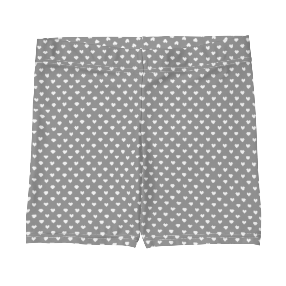 maillot.co | Polka Dot Heart Print Biker Shorts - Grey/White