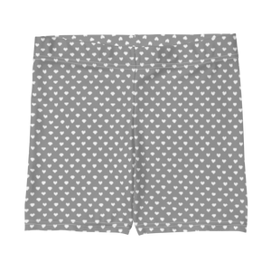 Open image in slideshow, maillot.co | Polka Dot Heart Print Biker Shorts - Grey/White
