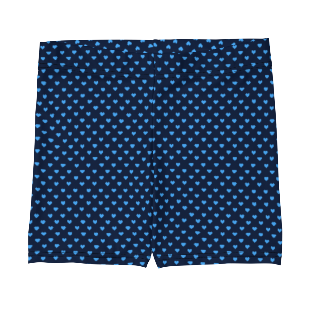 maillot.co | Polka Dot Heart Print Biker Shorts - Navy/Sky Blue