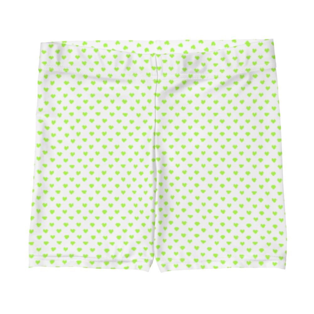 maillot.co | Polka Dot Heart Print Biker Shorts - White/Lime Green
