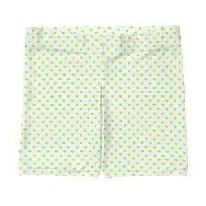 maillot.co | Polka Dot Heart Print Biker Shorts - White/Lime Green