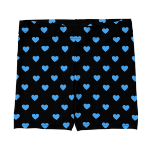 Open image in slideshow, maillot.co | Heart Print Biker Shorts - Black/Sky Blue

