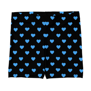 maillot.co | Heart Print Biker Shorts - Black/Sky Blue