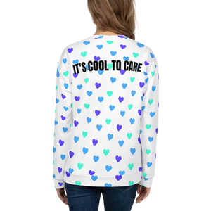 maillot.co | It's Cool To Care Heart Print Sweatshirt - White/Blue