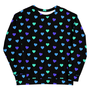 maillot.co | It's Cool To Care Heart Print Sweatshirt - Black/Blue