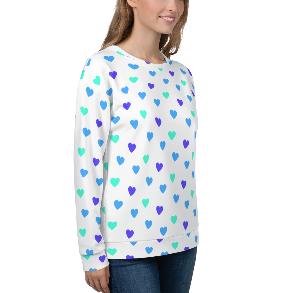maillot.co | It's Cool To Care Heart Print Sweatshirt - White/Blue