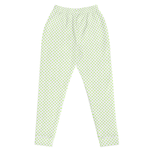 maillot.co | Polka Dot Heart Print Jogger Sweatpants - White/Lime Green