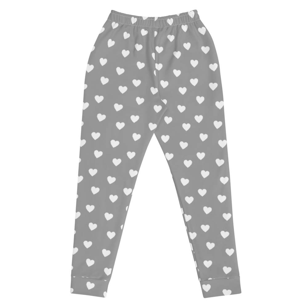 maillot.co | Heart Print Jogger Sweatpants - Grey/White