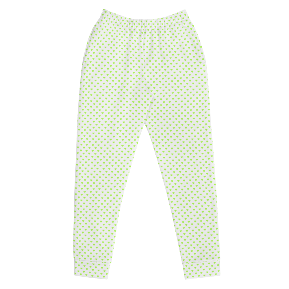 maillot.co | Polka Dot Heart Print Jogger Sweatpants - White/Lime Green