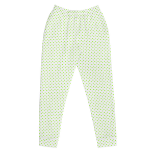 maillot.co | Polka Dot Heart Print Jogger Sweatpants - White/Lime Green