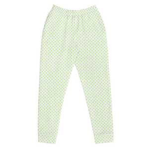 Open image in slideshow, maillot.co | Polka Dot Heart Print Jogger Sweatpants - White/Lime Green
