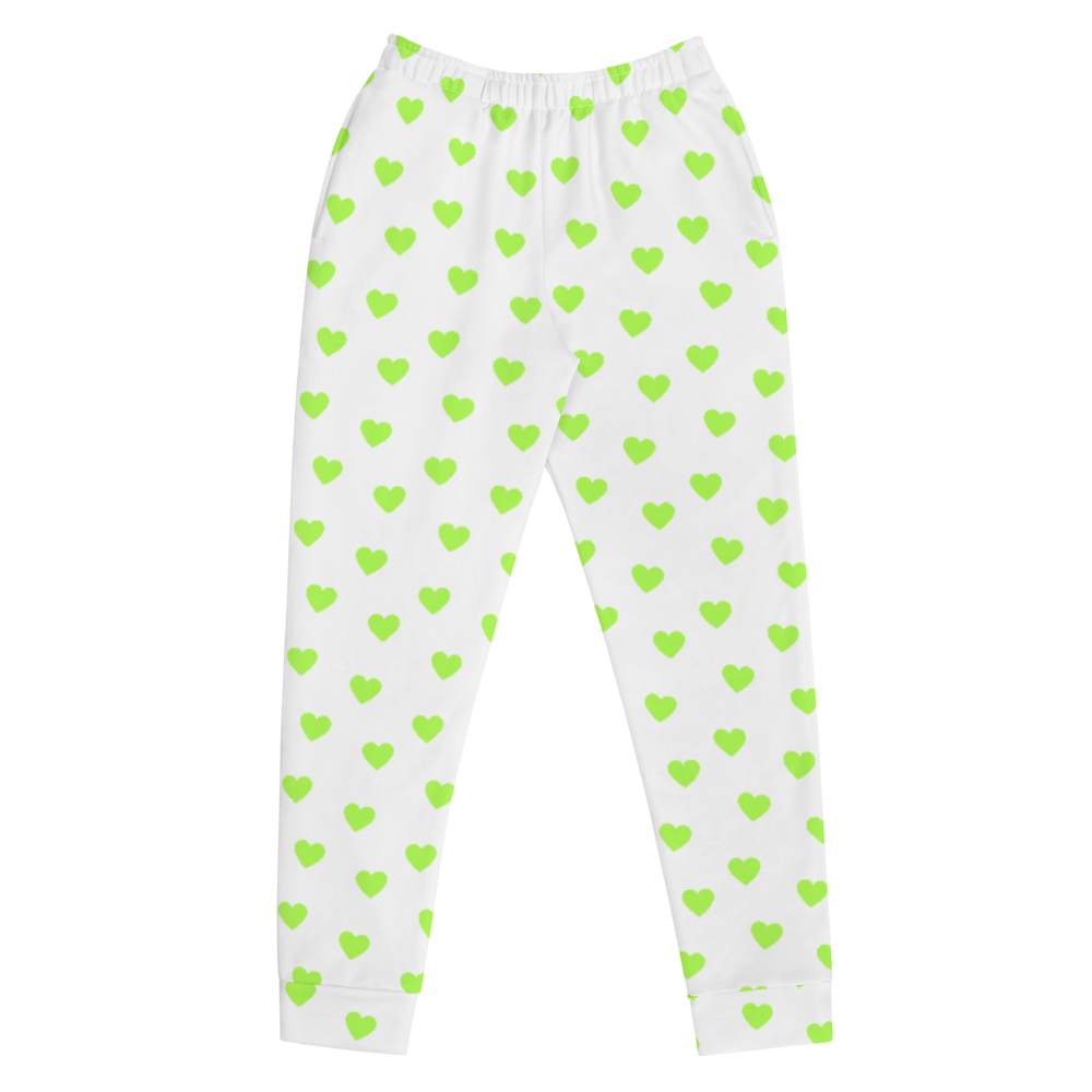 maillot.co | Heart Print Jogger Sweatpants - White/Lime Green