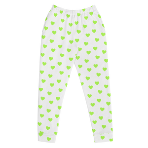 maillot.co | Heart Print Jogger Sweatpants - White/Lime Green